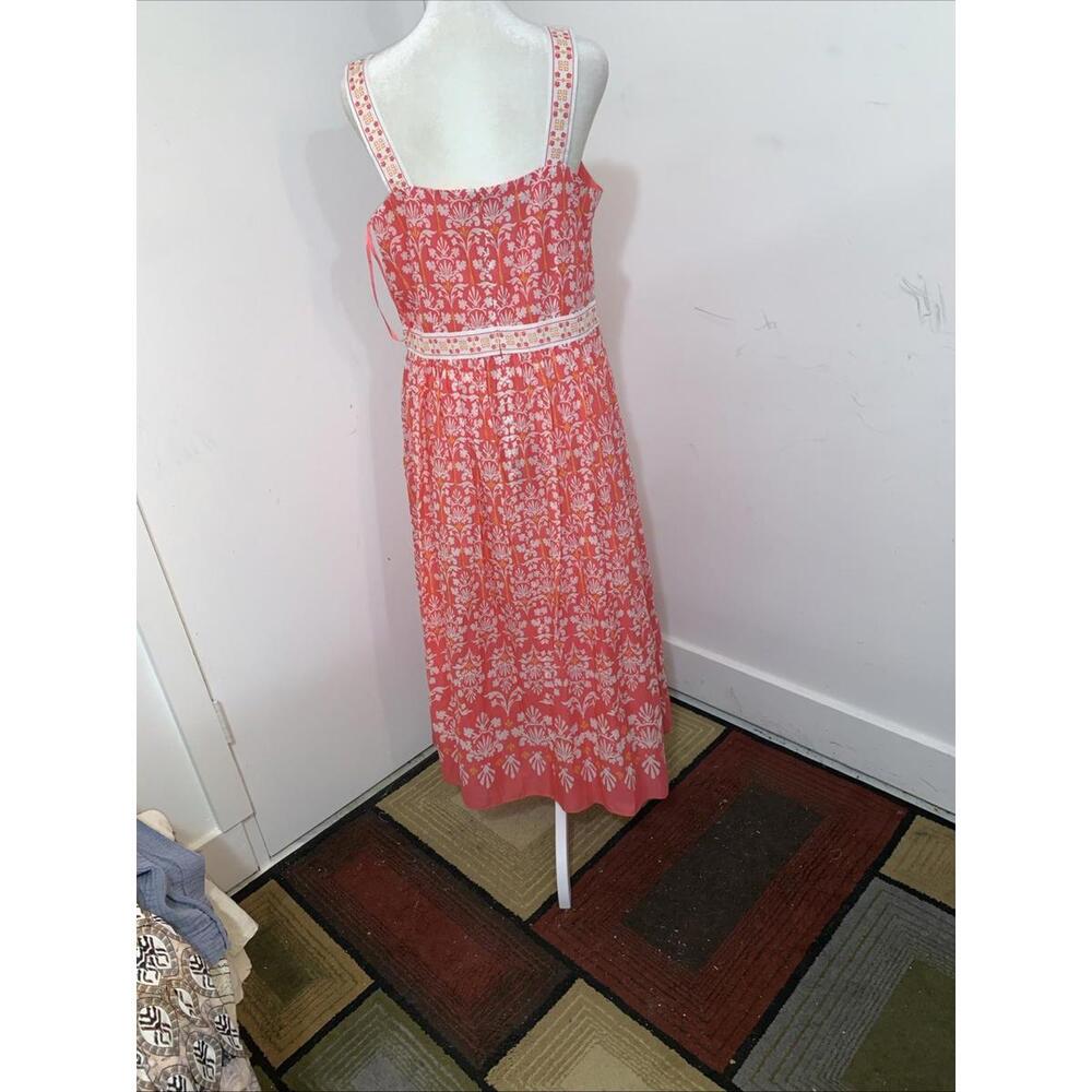 Talbots Coral Pink Voile Sleeveless Flare Maxi Dress Pockets Sundress Cotton 10P - Picture 11 of 15